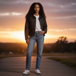 POLO Jeans Co Ralph Lauren Denim Trucker Jacket Women L Canada Black Y2K 90s LN